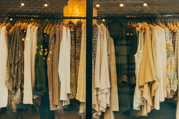 Clothing and textures in a fashion shop